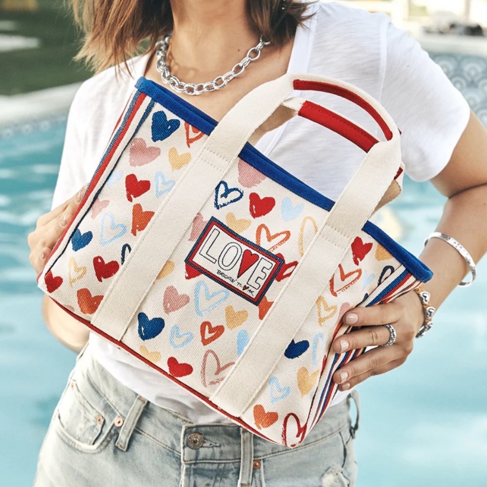 BRIGHTON Canvas Heart Print Tote Bag - Love Patch - Multicolor